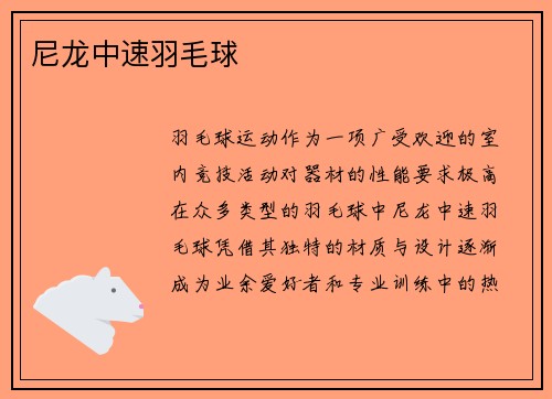尼龙中速羽毛球