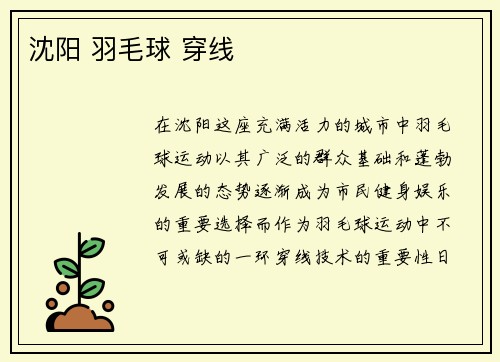 沈阳 羽毛球 穿线