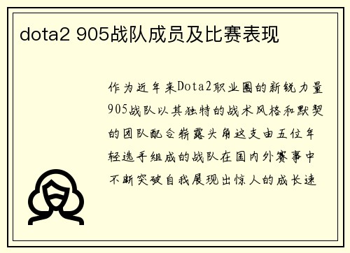 dota2 905战队成员及比赛表现